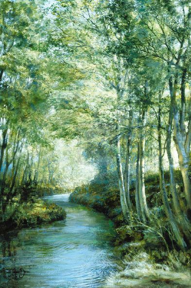 Montague Dawson Hand Numbered Limited Edition Print on Paper :"Silver Birches by a Stream"