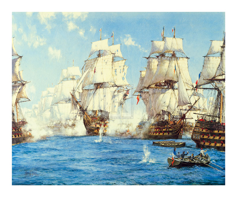 Montague Dawson Hand Numbered Limited Edition Print on Paper :"The Battle of Trafalgar"