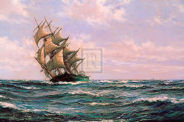 Montague Dawson Hand Numbered Limited Edition Print on Paper :"The Green Clipper, 'Matilda Wittenbach'"