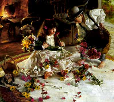 MORGAN WEISTLING 15X16 Secondary Market Art: "GIFTS FROM GARDEN AP"