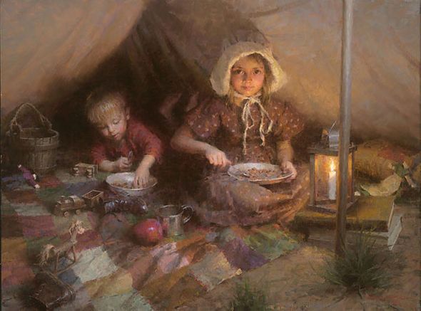 Morgan Weistling Artist Proof Limited Edition Canvas Giclee:"The Campers"