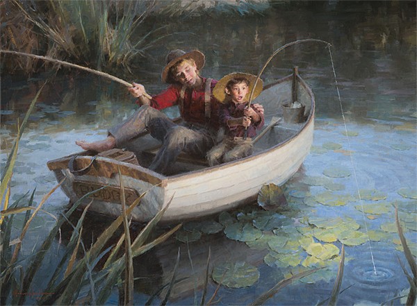 Morgan Weistling Artist Proof Limited Edition Canvas Giclee:"The Fishing Hole"