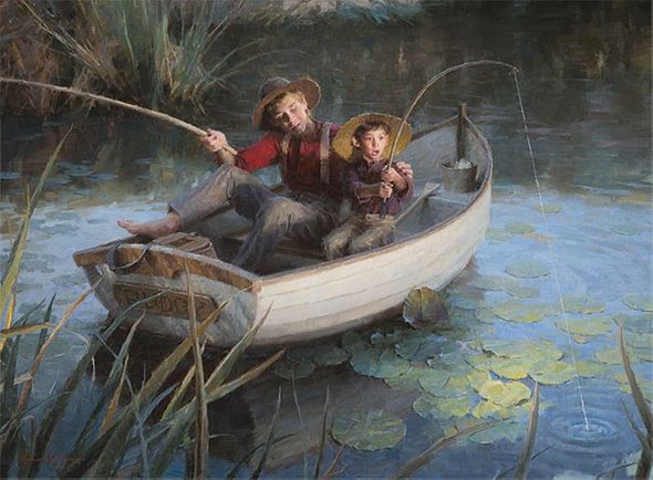 Morgan Weistling Artist Proof Limited Edition Canvas Giclee:"The Fishing Hole"