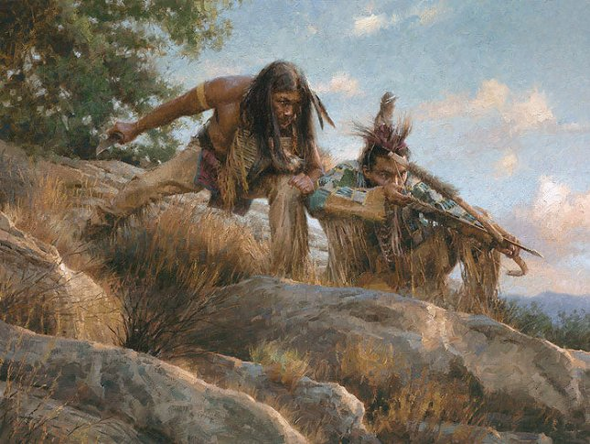 Morgan Weistling Artist Proof Limted Edition Gicl&eacute;e Canvas:"Lakota Hunters"