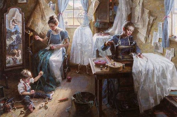 Morgan Weistling Artist Proof Limited Edition Canvas Giclee :"Dressmaker's Shop, 1886"
