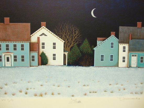 Ted Jeremenko Artist Signed Limited Edition Serigraph on Paper:"Winter Night"