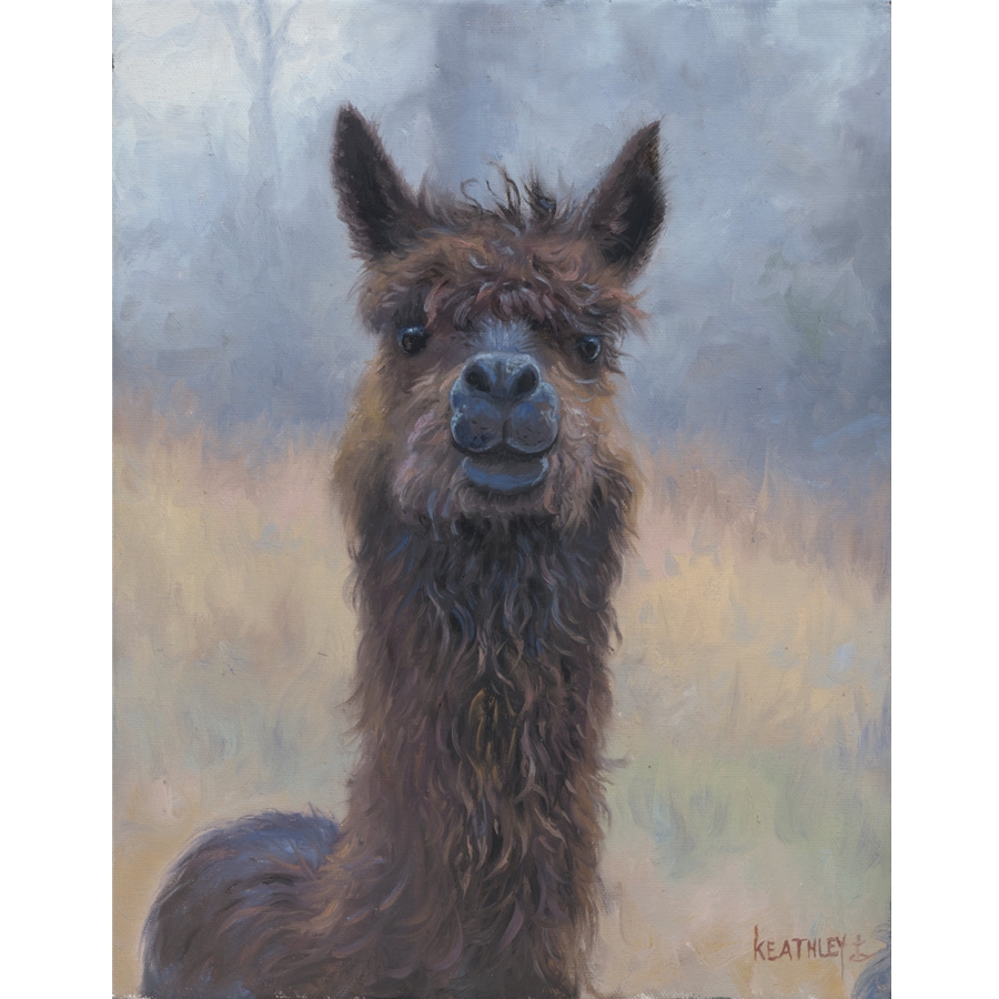 Mark Keathley Artist Signed Framed Open Edition Canvas Giclee:"Guinevere Alpaca"