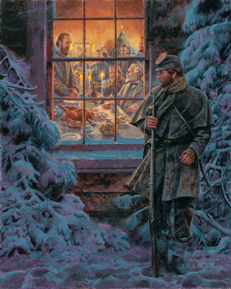 Mort Künstler Hand Signed and Numbered Limited Edition 2011 Official Snow Print:"...How Real Soldiers Live"