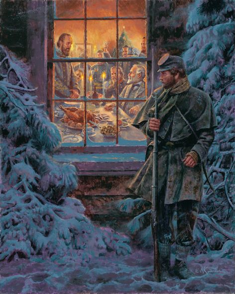 Mort Künstler Hand Signed and Numbered Limited Edition 2011 Official Snow Print:"...How Real Soldiers Live"