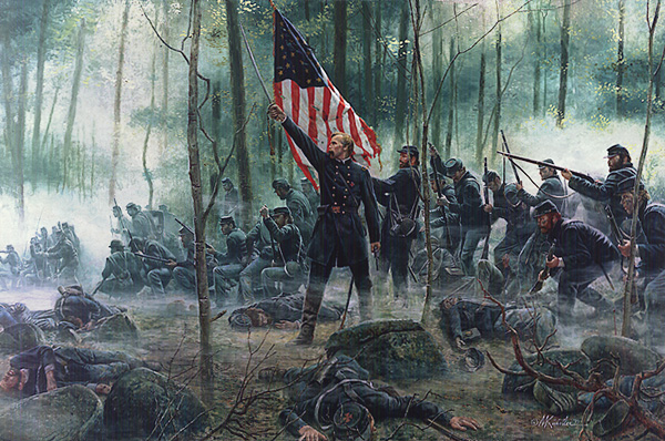 Mort Künstler Hand Signed and Numbered Masterpiece Collection Canvas Giclee:"Hero of Little Round Top"