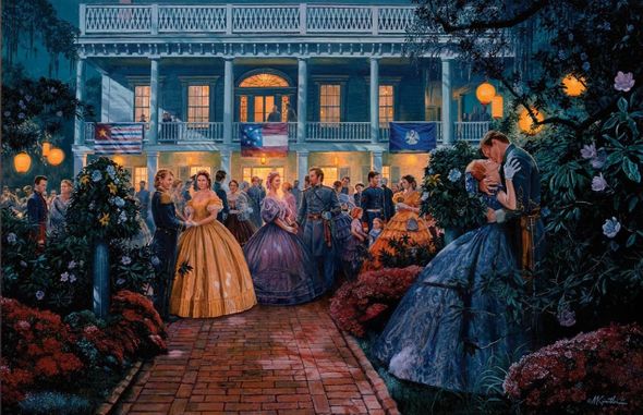 Mort Kunstler Signed Museum Edition Print:"Moonlight and Magnolias"