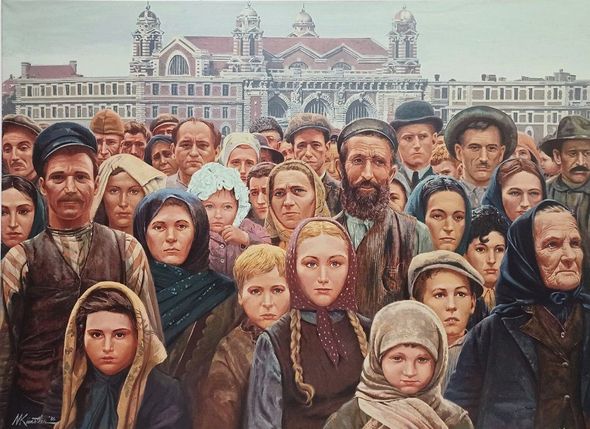 Mort Kunstler Limited Edition Canvas Giclee:"Ellis Island - Freedom"