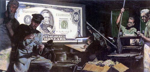 Mort Kunstler Handsigned and Numbered Limited Edition Canvas Giclee :"Money Game, The"