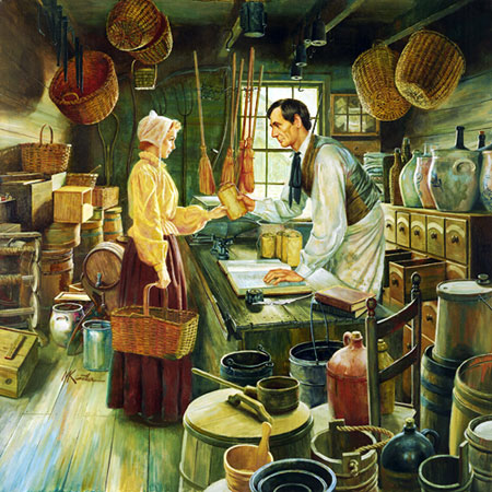 Mort Kunstler Handsigned and Numbered Limited Edition Giclee on Canvas:"Beginnings in New Salem"