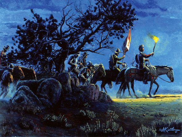 Mort Kunstler Handsigned and Numbered Limited Edition Giclee on Canvas:"Conquistadores, Los"