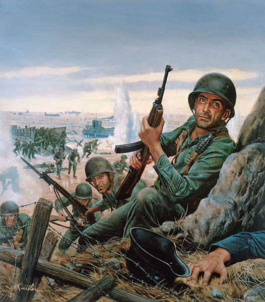 Mort Kunstler Handsigned and Numbered Limited Edition Giclee on Canvas:"D-Day"