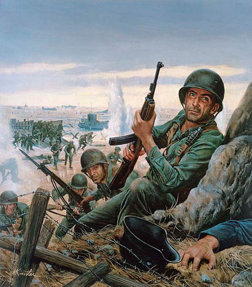 Mort Kunstler Handsigned and Numbered Limited Edition Giclee on Canvas:"D-Day"