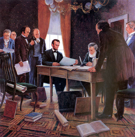 Mort Kunstler Handsigned and Numbered Limited Edition Giclee on Canvas:"Emancipation Proclamation"
