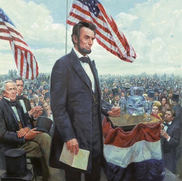 Mort Kunstler Handsigned and Numbered Limited Edition Giclee on Canvas:"Gettysburg Address, The The Presidential Collection"