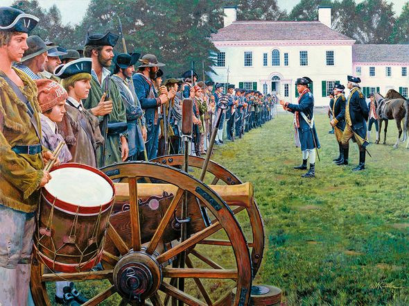 Mort Kunstler Handsigned and Numbered Limited Edition Giclee on Canvas:"Lafayette with Washington at Morristown"