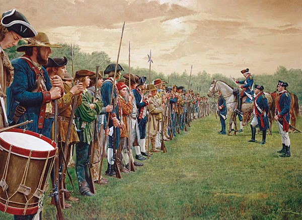 Mort Kunstler Handsigned and Numbered Limited Edition Giclee on Canvas:"Reading the Declaration of Independence to the Troops"