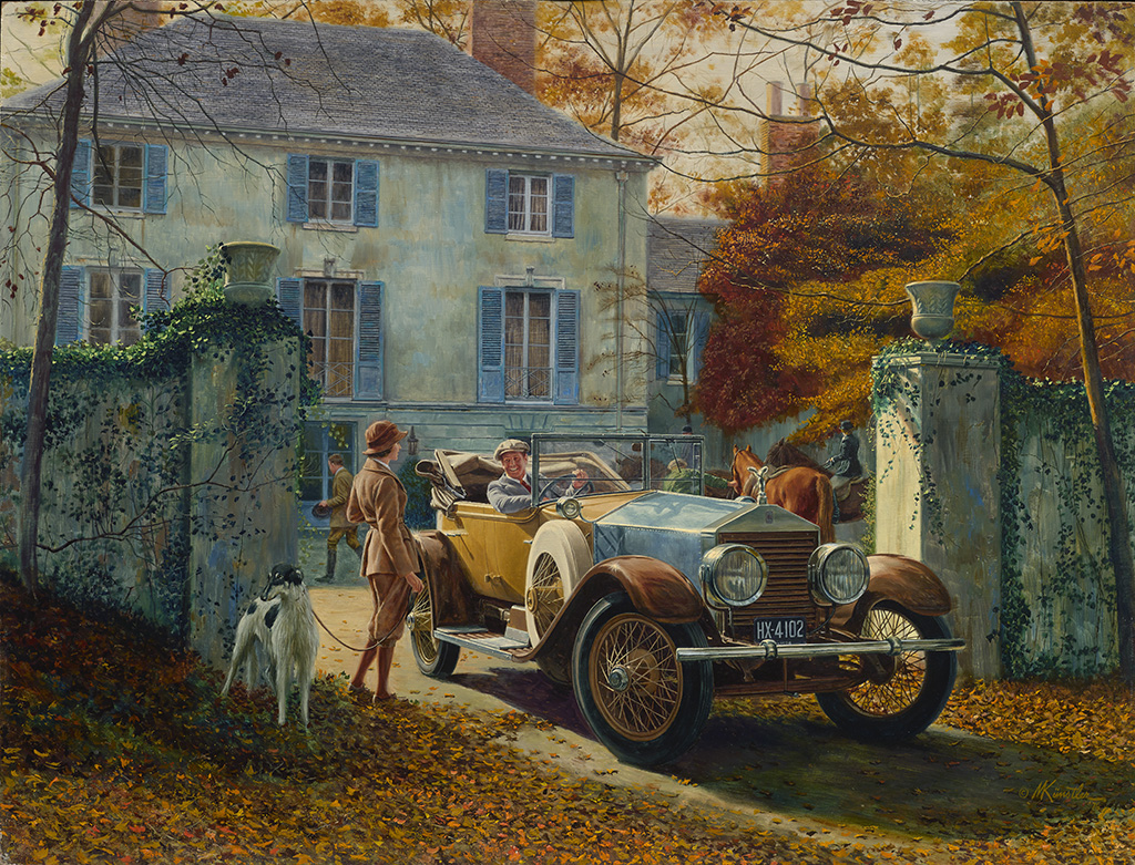 Mort Kunstler Handsigned and Numbered Limited Edition Giclee on Canvas:"Silver Ghost, Autumn Leaves"