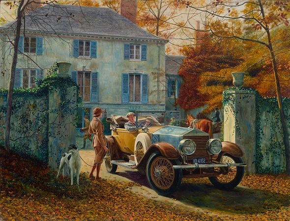 Mort Kunstler Handsigned and Numbered Limited Edition Giclee on Canvas:"Silver Ghost, Autumn Leaves"