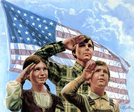 Mort Kunstler Handsigned and Numbered Limited Edition Giclee on Canvas:"The First Pledge of Allegiance"