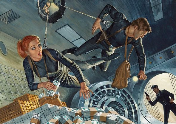 Mort Kunstler Handsigned and Numbered Limited Edition Giclee on Paper:"Do-It-Yourself Bank Robbers"