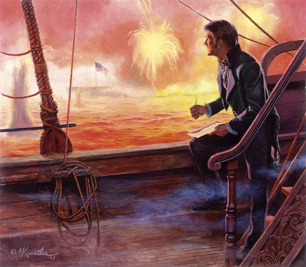 Mort Kunstler Handsigned and Numbered Limited Edition Giclee Print on Canvas:"Star Spangled Banner, 1814"