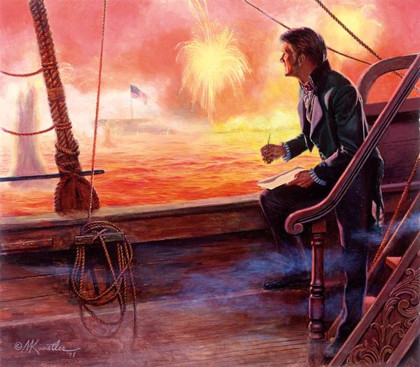 Mort Kunstler Handsigned and Numbered Limited Edition Giclee Print on Canvas:"Star Spangled Banner, 1814"