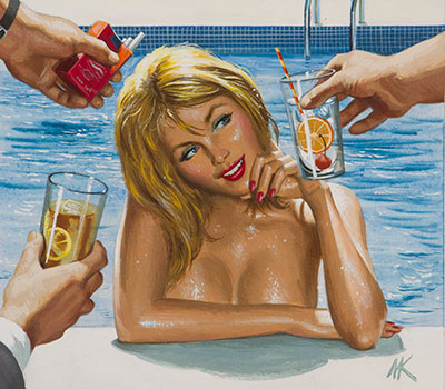 Mort Kunstler Handsigned and Numbered Limited Edition Giclee Print on Canvas:"Summer Cottage Tease"