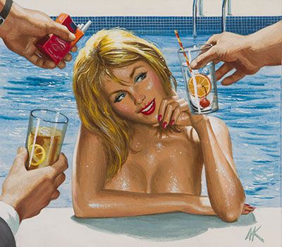 Mort Kunstler Handsigned and Numbered Limited Edition Giclee Print on Canvas:"Summer Cottage Tease"