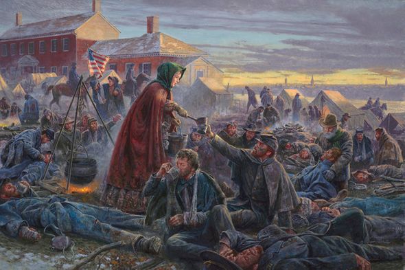 Mort Kunstler Handsigned and Numbered Limited Edition Print:"The Angel of the Battlefield"