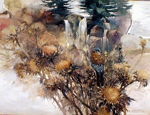 Morten Solberg Signed and Numbered Limited Edition Lithograph: "Thistle Down"
