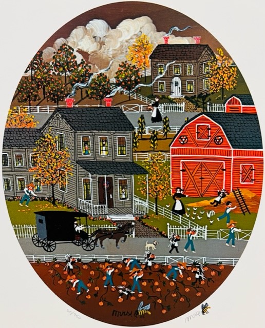 Mrs. Bee Signed by the Artist Limited Edition Paper Lithograph:"Pumpkin Time"