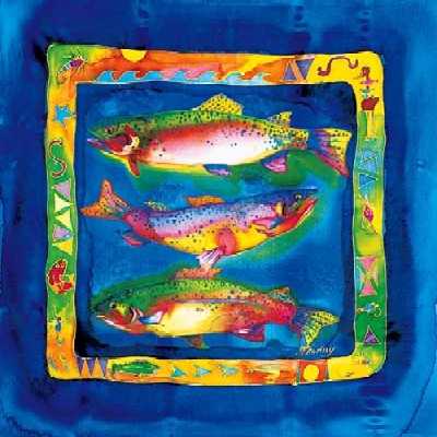Nancy Cawdrey Handsigned & Numbered Limited Edition Giclee on Paper:"Three Jeweled Cutthroats" Nancy Cawdrey Handsigned & Numbered Limited Edition Giclee on Paper:"Three Jeweled Cutthroats"
