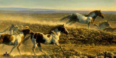 NANCY GLAZIER 17X34 Secondary Market Art: "UNBRIDLED SPIRIT"