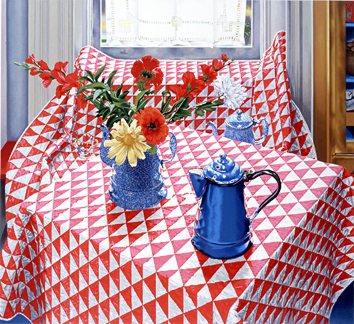 Nancy Hagin Limited Edition Serigraph on Paper: " Red and White Quilt "