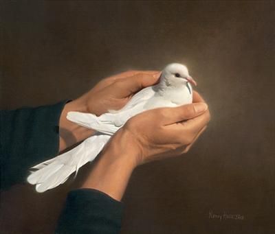 NANCY HOWE 12X14 Secondary Market Art: "HOLDING PEACE CNVS"