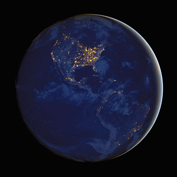 NASA Satellite Open Edition Museum Wrapped Canvas Giclee:"Americas At Night"