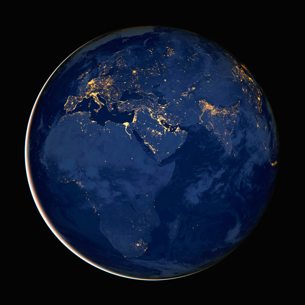 NASA Satellite Open Edition Museum Wrapped Canvas Giclee:"Europe & Africa at Night"