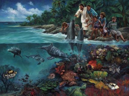 Nathan Greene Handsigned and Numbered Limited Edition Canvas Giclee: "The Lord God Made Them All"