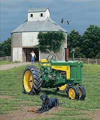 Neal Anderson Handsigned and Numbered Limited Edition Print:"Busted-Tractor & Lab"
