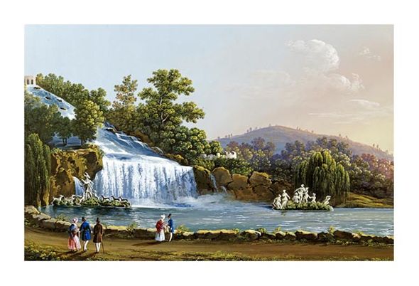 Neapolitan School Fine Art Open Edition Giclée:"Prima Cascata Di Caserta"