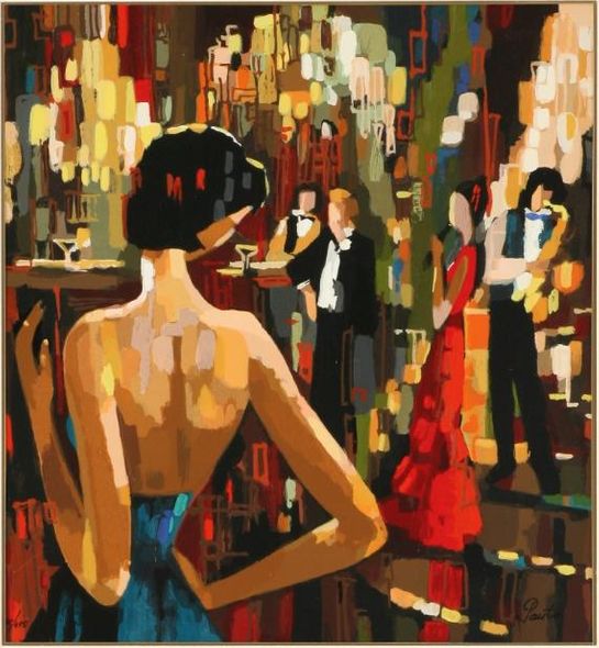 Nelly Panto Hand Signed and Numbered Limited Edition Serigraph on Paper: " Cocktail Party "