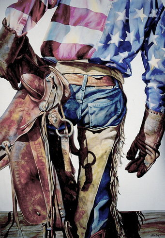 Nelson Boren Handsigned and Numbered Limited Edition Giclee on Paper:"4th of July on the Ranch"
