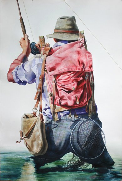 Nelson Boren Handsigned and Numbered Limited Edition Giclee on Paper:"Old Time Fishin'"