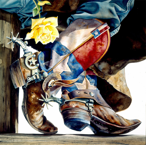 Nelson Boren Handsigned and Numbered Limited Edition Giclee on Paper:"Yellow Rose of Texas"