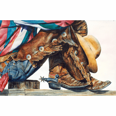 Nelson Boren Handsigned and Numbered Limited Edition Lithograph on Paper:"Fence Sit'n"
